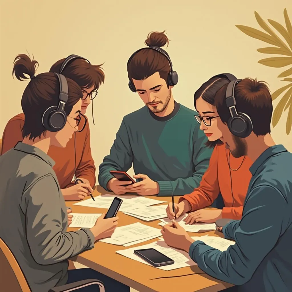 Ilustrace znázorňující počátky projektu tvorby podcastů z telefonu